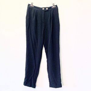NWT Blu Pepper Black Two Button Pleated Crepe Chino Slacks Pants Trousers